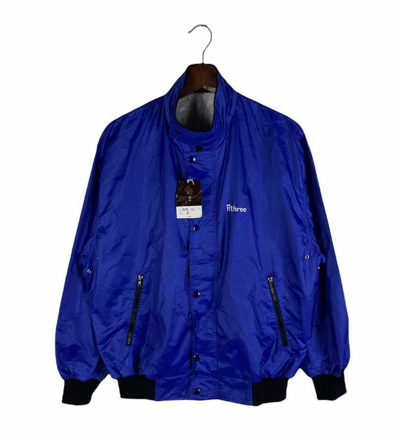 image of Rthree Button Up Bomber Jacket in Blue, Men's (Size Large)