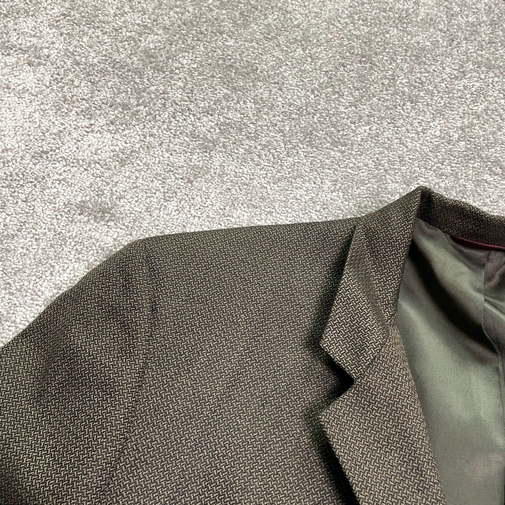 Vintage Hart Schaffner & Mark Gold Trumpeter Blazer Suit Men 40L Brown Check Business Size 40R - 3 Thumbnail