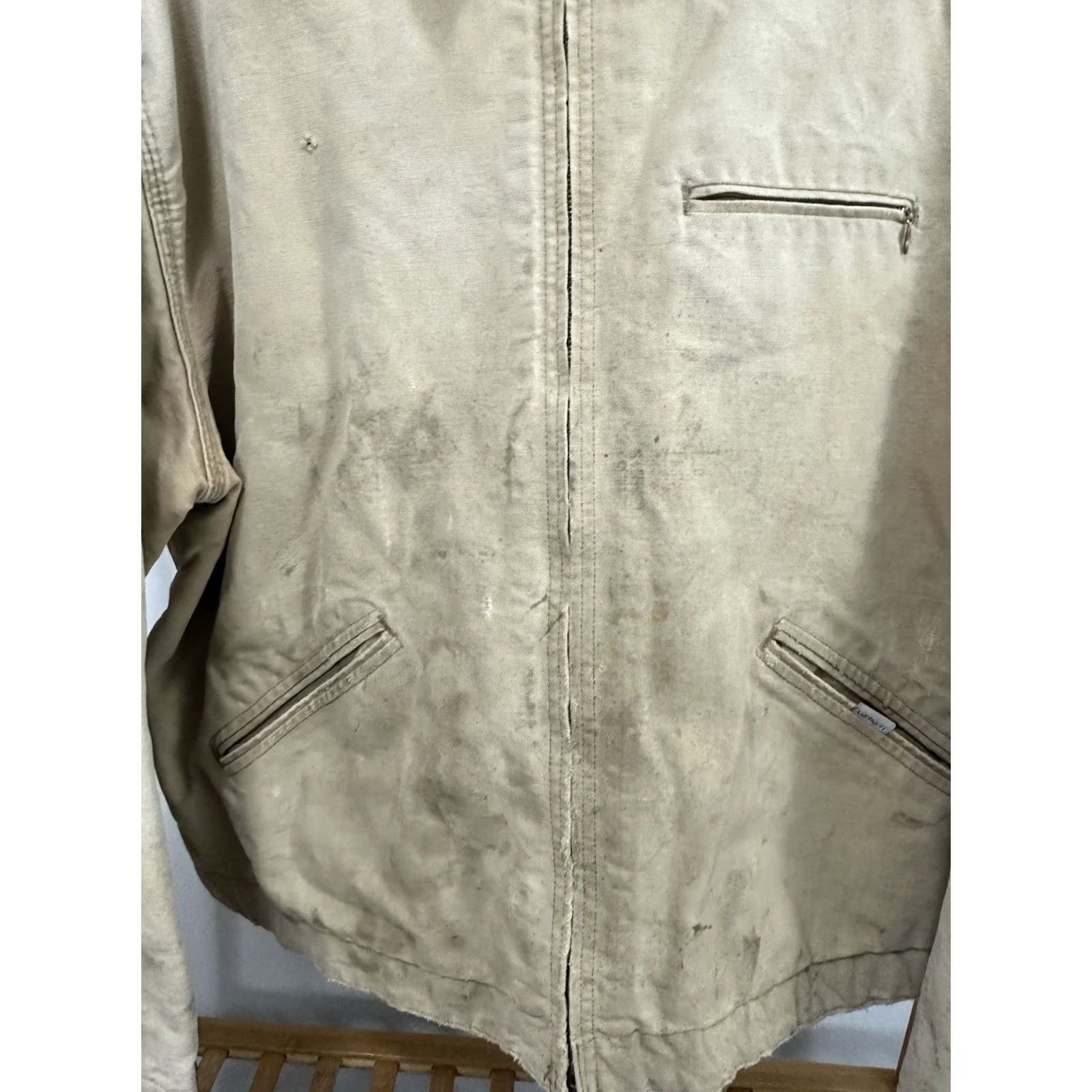 Carhartt VTG Carhartt 6BLJ Detroit Bomber Jacket 2XL Tan Cotton Lining Mens Vintage Worn Distressed Workwear Jacket Size US XXL / EU 58 / 5 - 4 Thumbnail