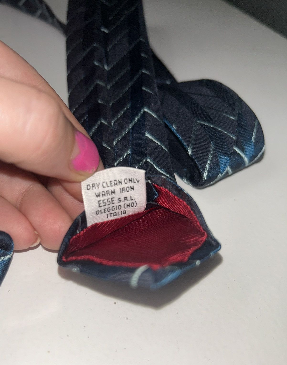 Valentino Valentino Blue Chevron Silk Neck Tie Size ONE SIZE - 9 Thumbnail