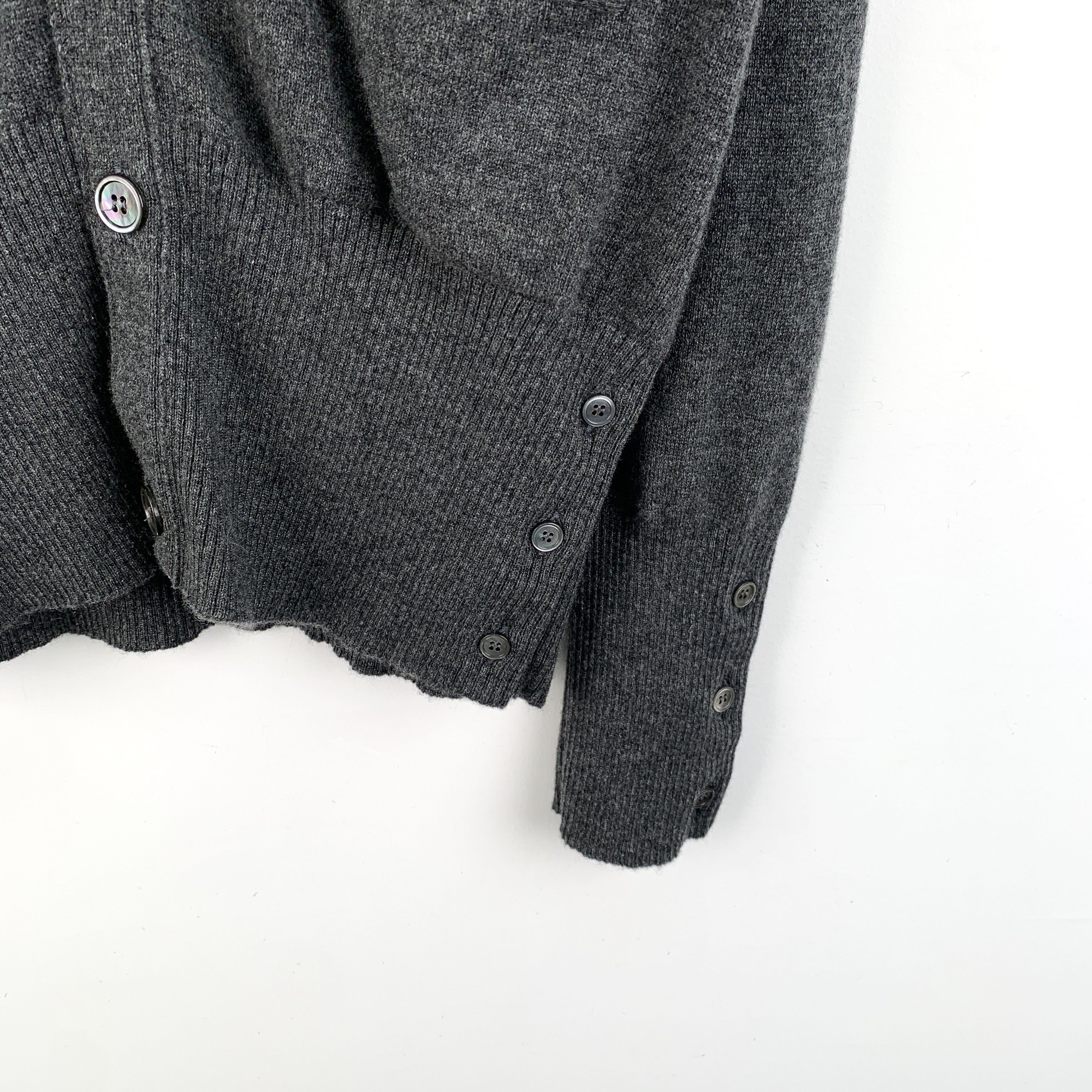 Thom Browne Dark Grey 4-Bar Cashmere Cardigan (Size 3)