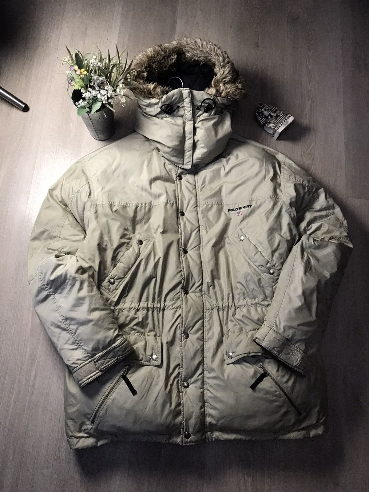 image of Polo Ralph Lauren x Ralph Lauren Vintage Polo Sport Ralph Laurent Winter Puffer Parka Jacket in Bei