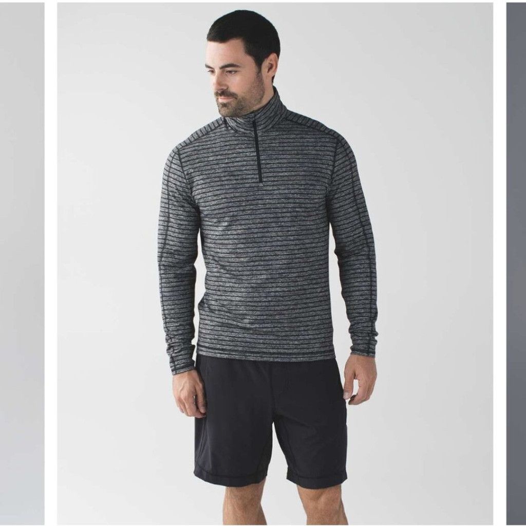 Lululemon Lululemon Surge Warm 1/2 Zip Raven Stripe Black Black 21.5 Size US L / EU 52-54 / 3 - 8 Thumbnail