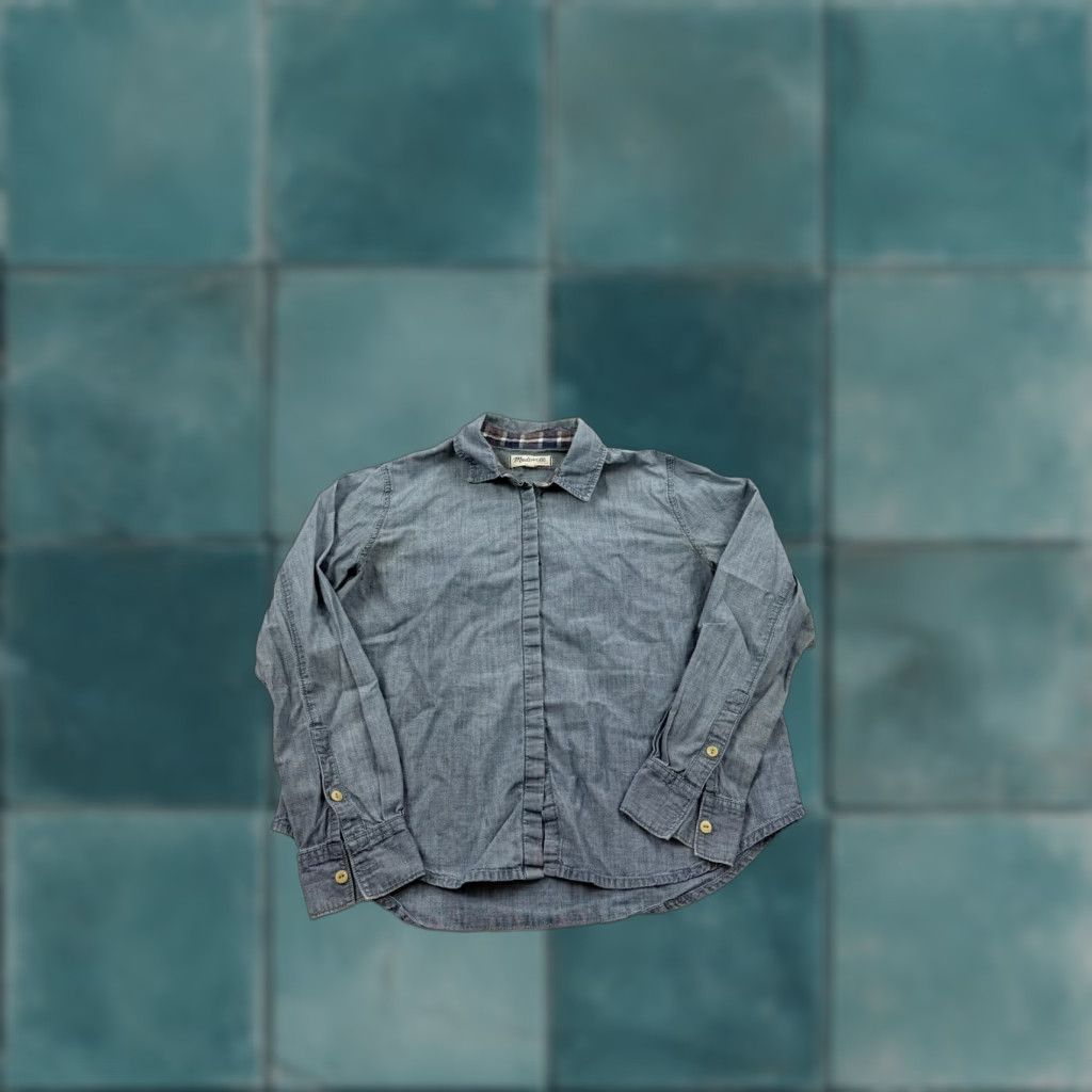 Madewell Madewell Shirt Womens Small Blue Chambray Button-Down Long Sleeve Cotton Casual - 100% Cotton, Collared, Solid, Button-Up, Womens, S Size S / US 4 / IT 40 - 1 Thumbnail