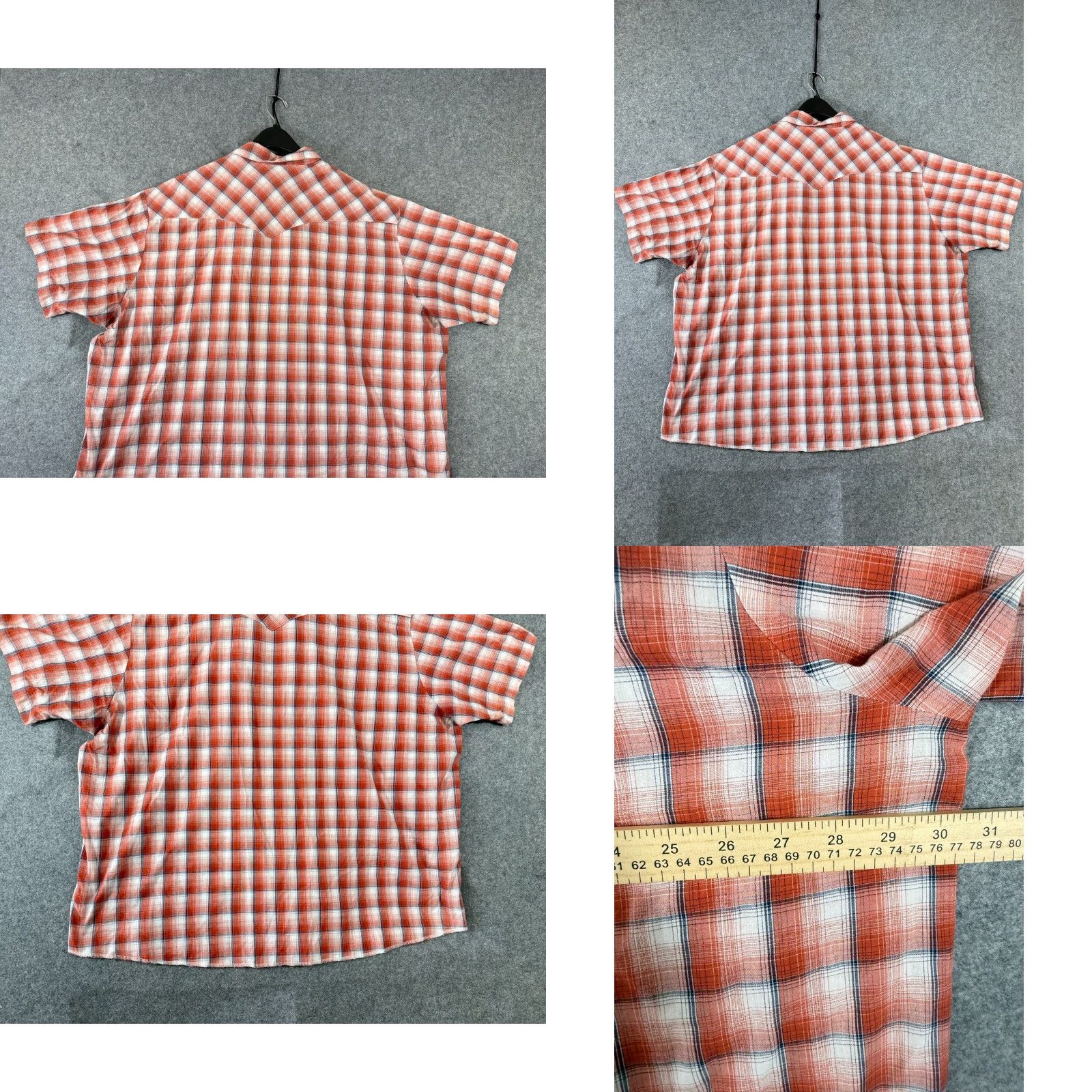 Wrangler Wrangler Western Shirt Mens 3XL Orange Plaid Pearl Snap Flap Pocket Short Sleeve Size US XXL / EU 58 / 5 - 8 Thumbnail