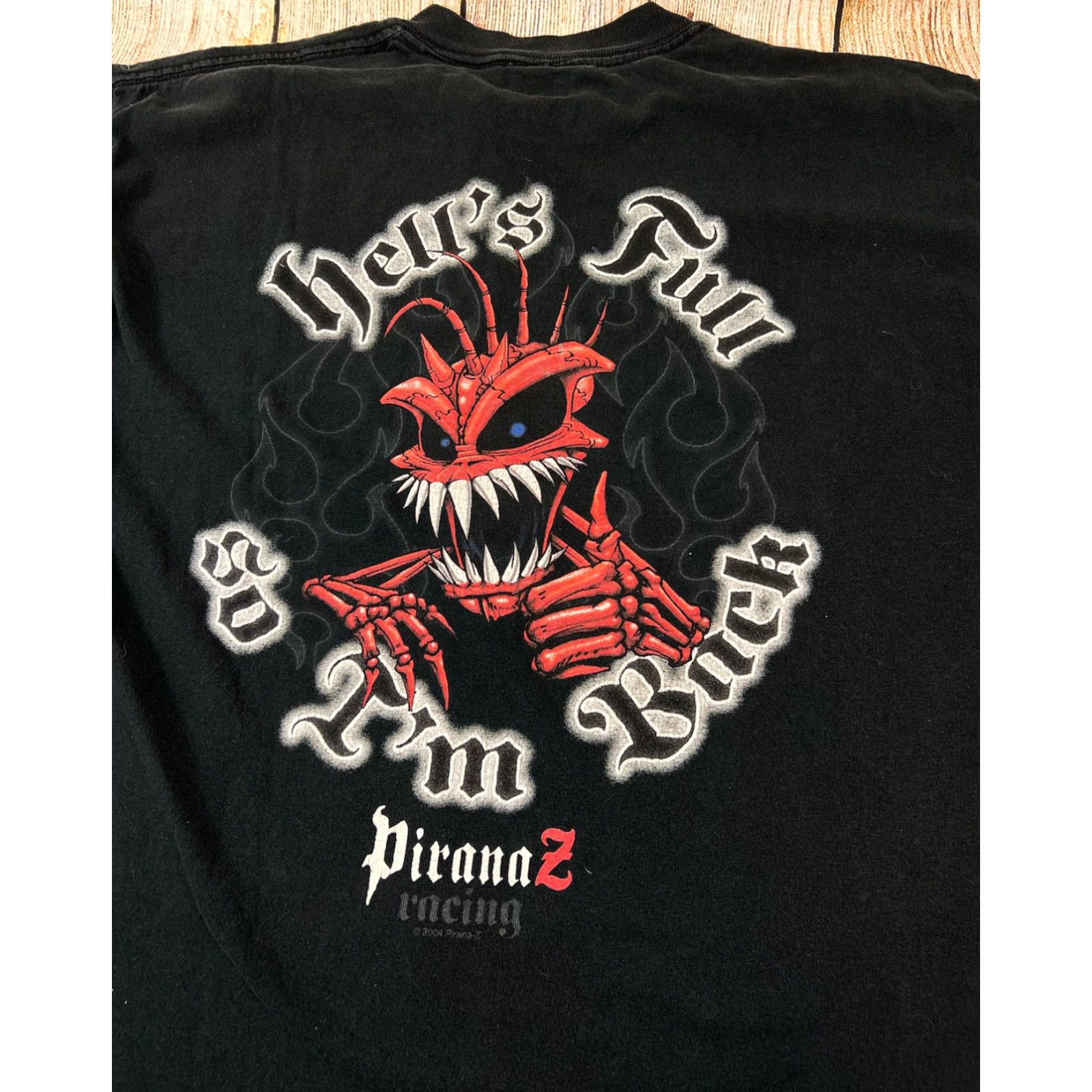 Vintage VINTAGE Pirana T-Shirt Racing Gear Mens Black L Shirt Short Sleeve Size L Size US L / EU 52-54 / 3 - 7 Thumbnail