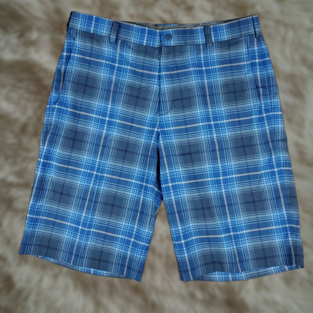 Nike Nike Shorts Mens 34 Blue Plaid Swoosh Dri Fit Casual Flat Front Chino Golf + Logo Pockets Size US 34 / EU 50 - 1 Thumbnail
