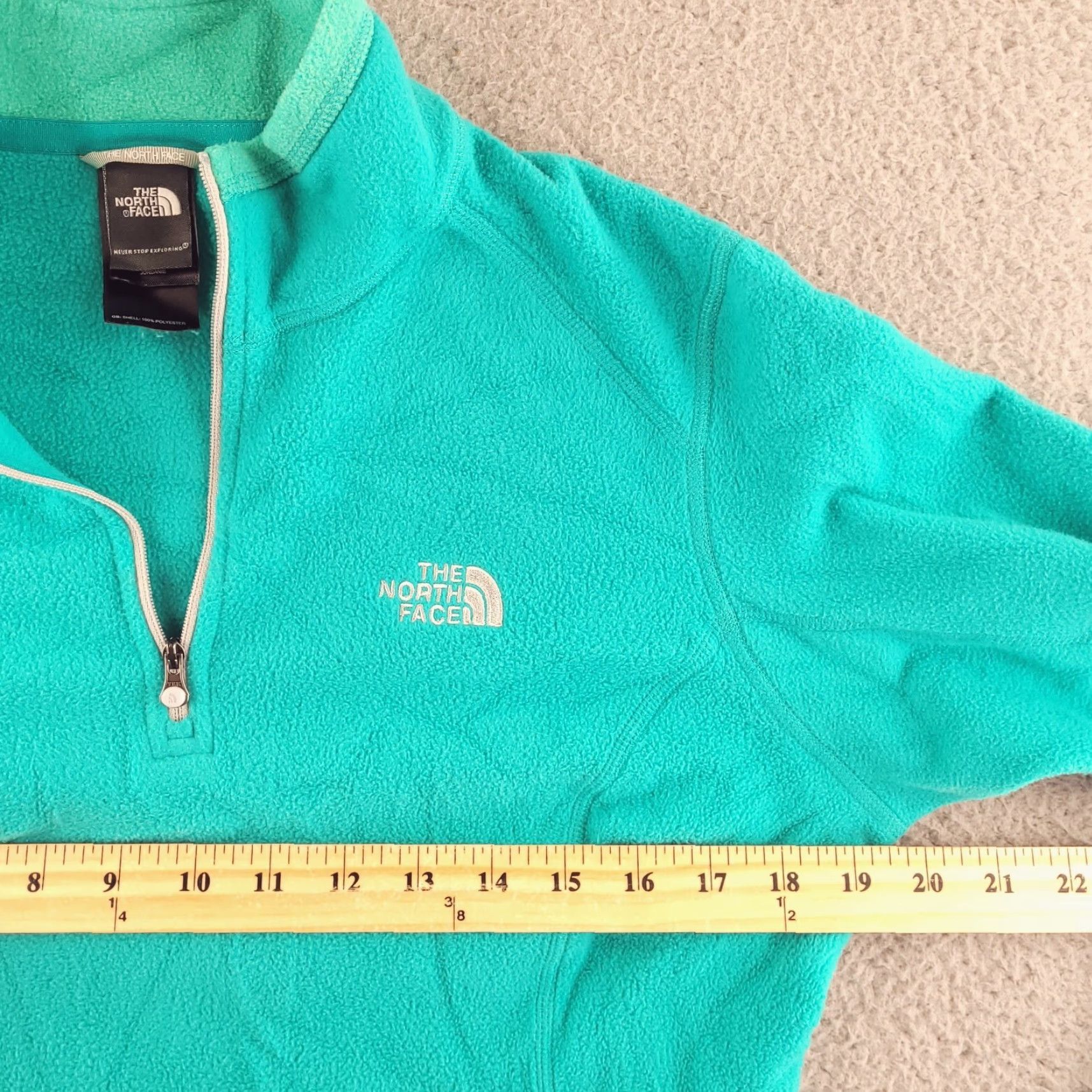 The North Face The North Face Sweater Womens Medium Green Blue Fleece Quarter Zip Polyester Size M / US 6-8 / IT 42-44 - 5 Thumbnail