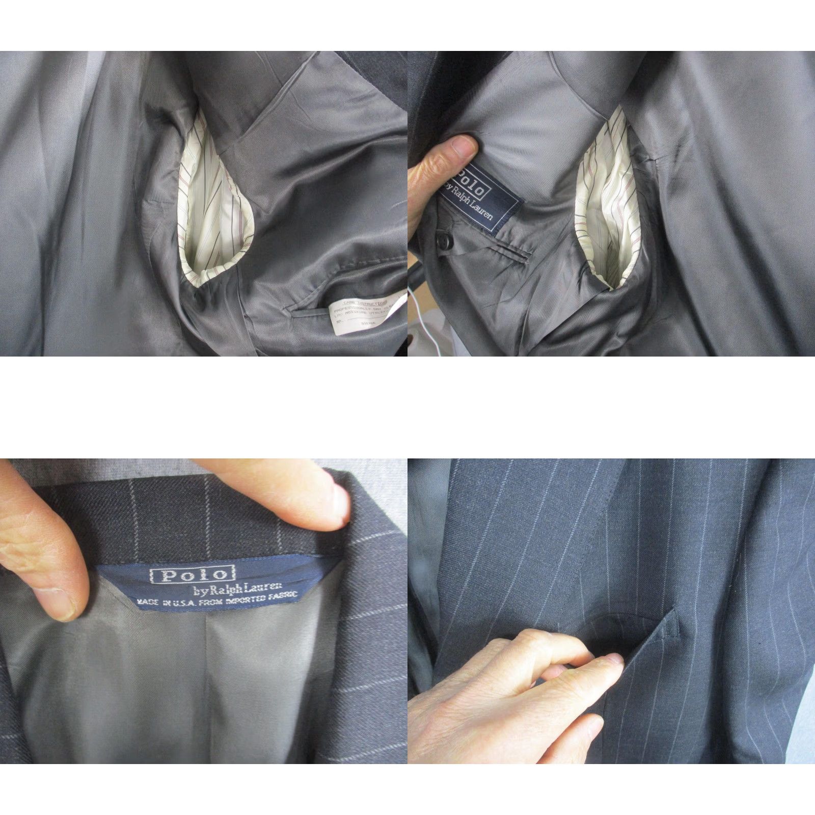 Polo Ralph Lauren Polo by Ralph Lauren Suit Jacket Men's Gray Pinstripe Wool 2-Button Notch Lapel Large 44 Regular Size US XXL / EU 58 / 5 - 8 Thumbnail