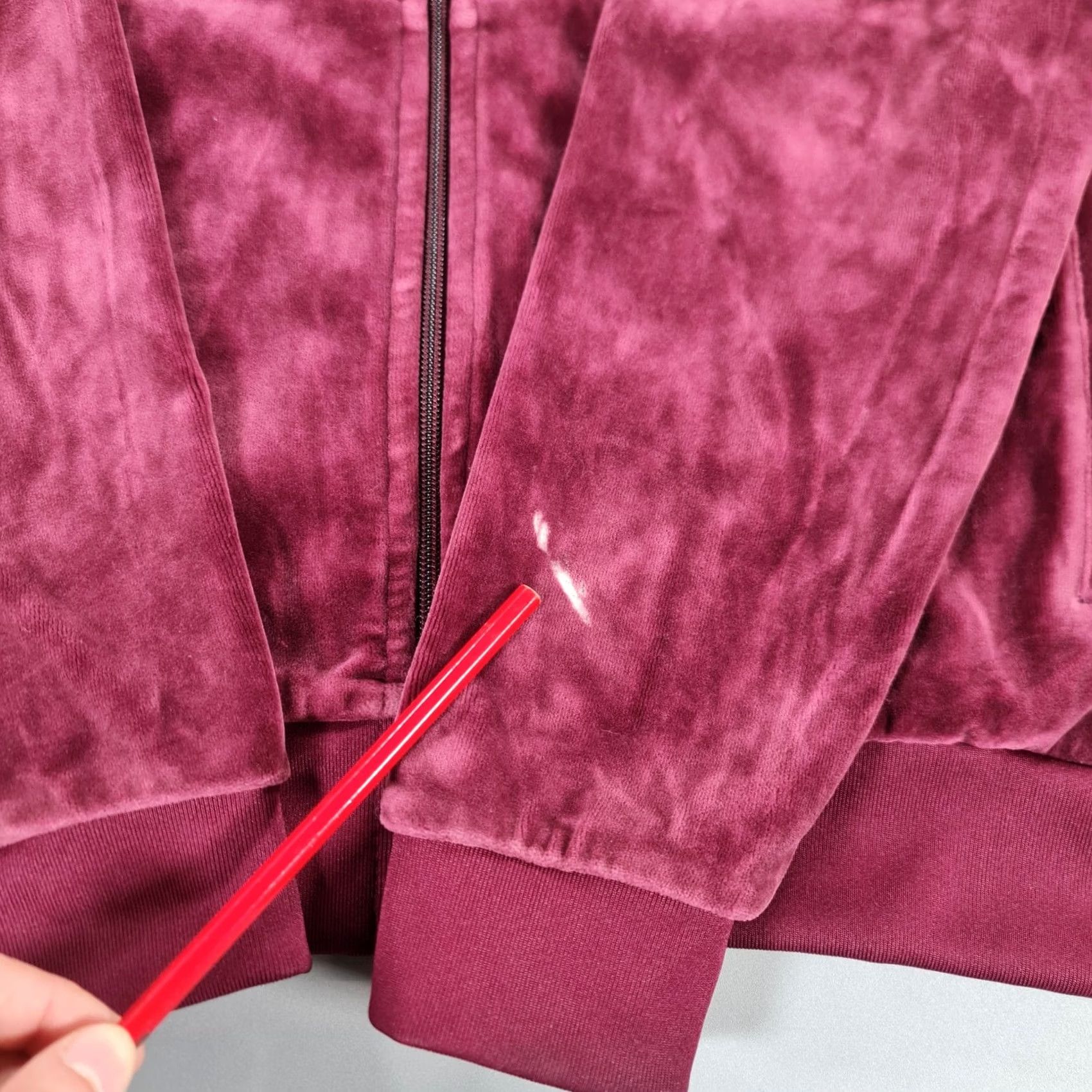 Adidas Adidas Mens Tracksuit Jacket Burgundy Red Small Velour Track Top DH5789 Size 36R - 6 Thumbnail