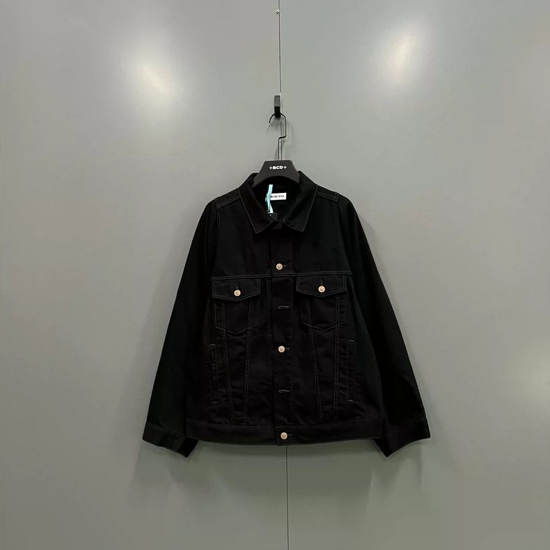 Balenciaga Balenciaga size 38 Black Single-Breasted Lapel Denim Jacke Size S / US 4 / IT 40 - 1 Thumbnail