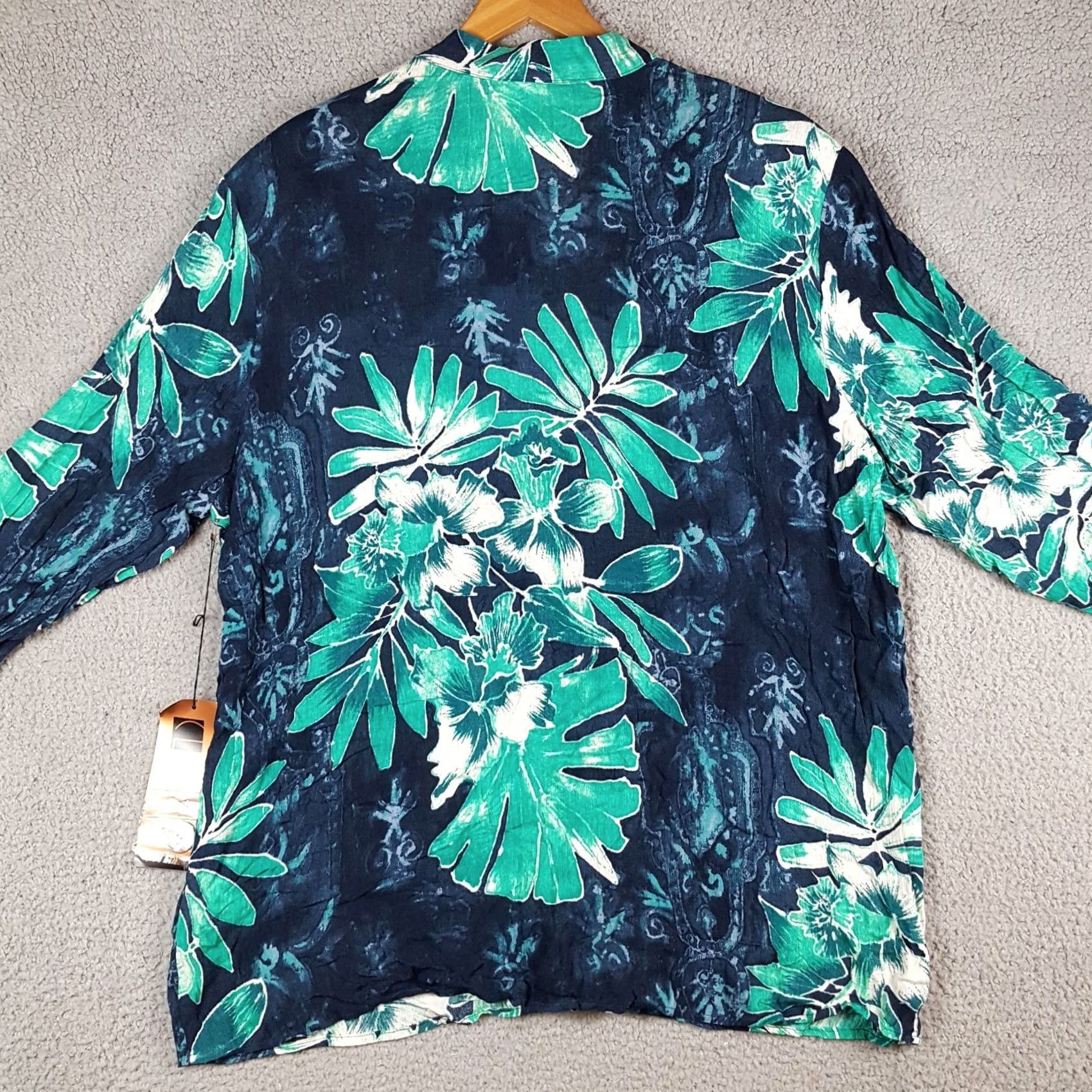 Vintage VINTAGE 90s Floral Hawaiian Women's Size 20 XL Button Collar Polo Camp Shirt Size 3XL / US 20-22 - 4 Thumbnail
