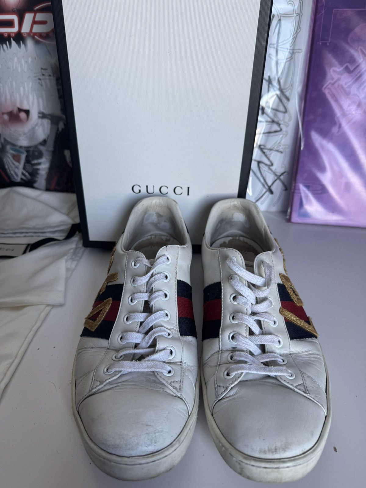 Gucci Gucci “Loved” Ace Embroidered Sneakers Luxury Designer Size US 8.5 / EU 41-42 - 7 Thumbnail