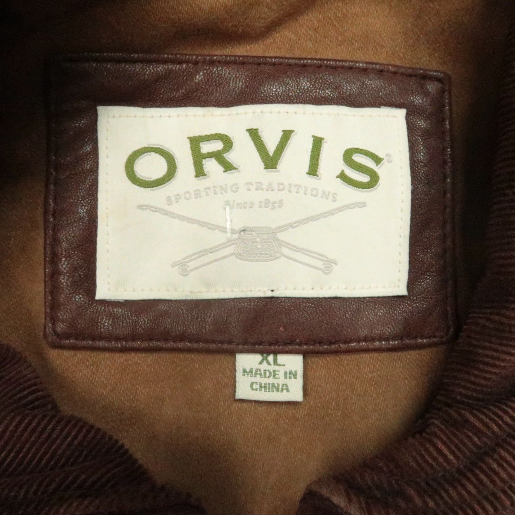 Orvis Orvis Mens XL Brown Leather Full Zip Lined Vest Pockets Hiking Hunting Casual Workwear Winter Spring Fall Mens Size US XL / EU 56 / 4 - 4 Thumbnail