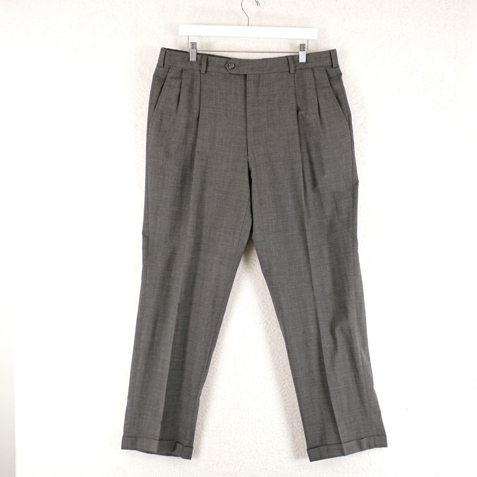 Hart Schaffner Marx Hart Schaffner Marx Gray Wool Pleated Cuffed High Rise Dress Size 36R - 1 Thumbnail