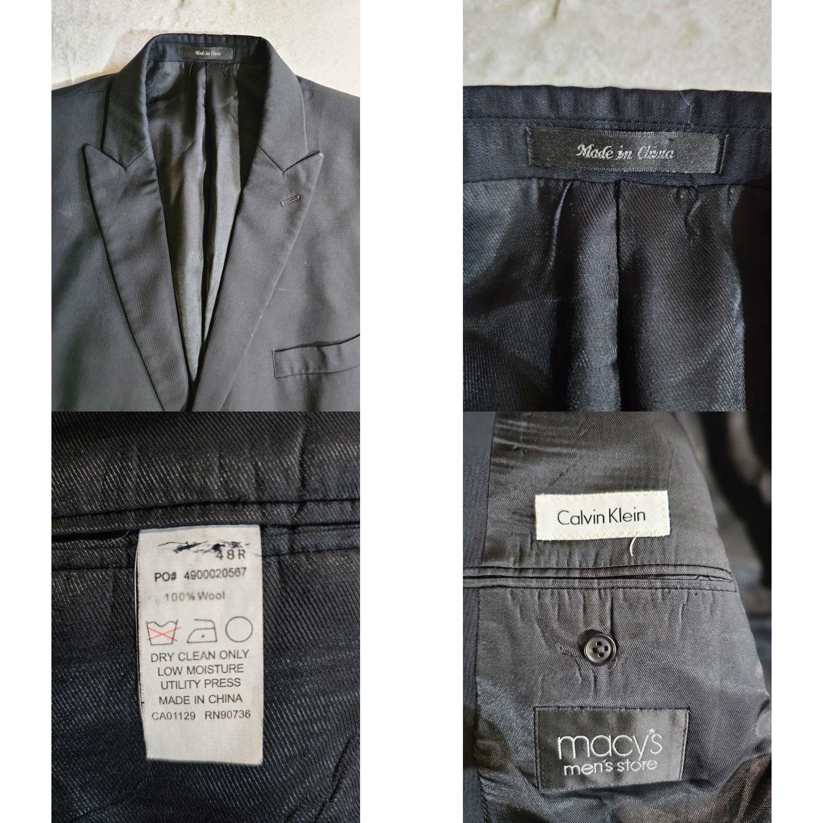 Calvin Klein VINTAGE Calvin Klein Signature Navy Blue Wool 2pc Suit Mens Sz 48 Reg Pants 43 Reg Black Navy Blue 100% Wool 2 Piece Suit Mens Sz 48 Reg Pants 43 Reg Size 48R - 9 Thumbnail