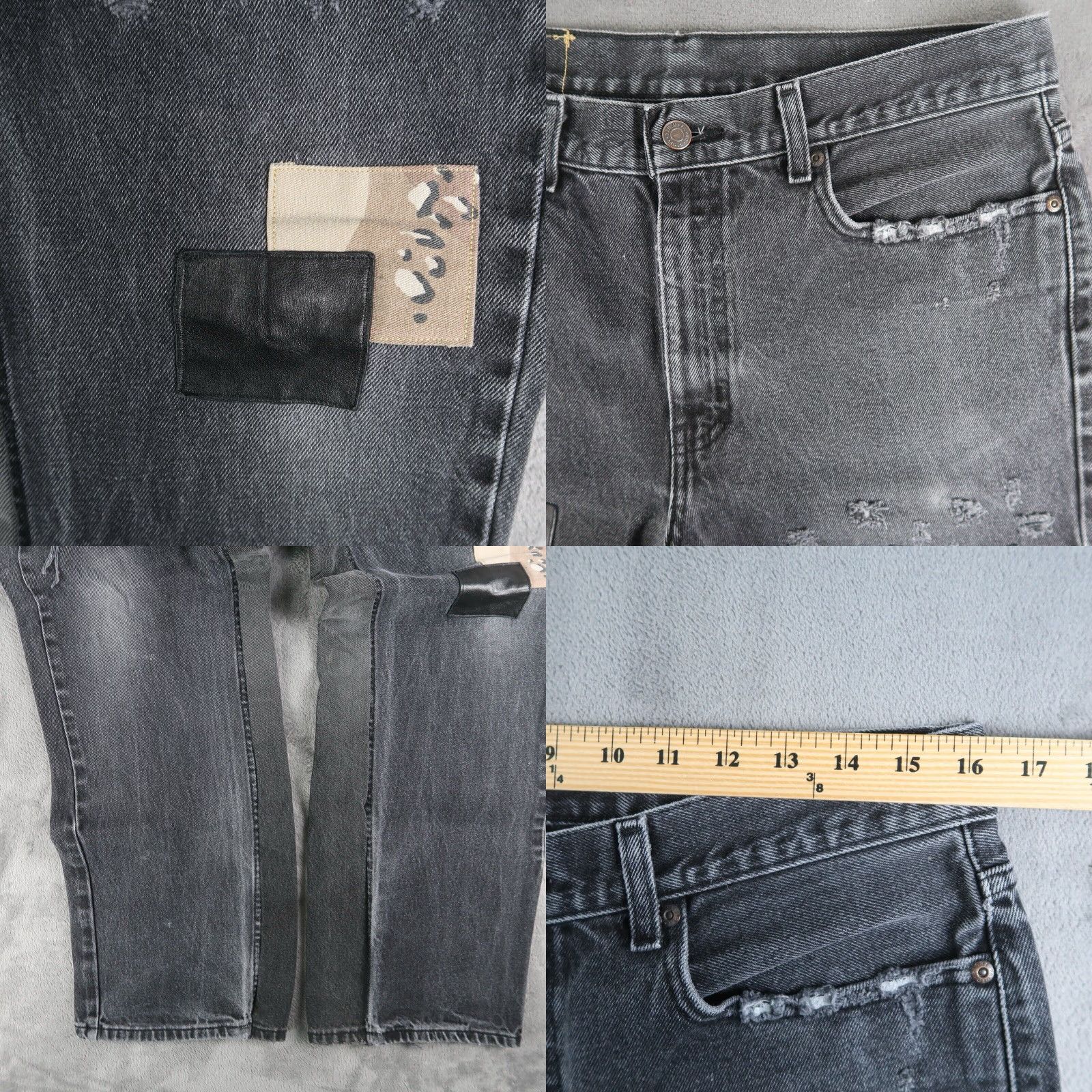 J Brand Vintage Heart Force Brand Distressed Black Denim Jeans Unisex Adults Medium 32 Straight Leg Patches 90s Retro Size US 32 / EU 48 - 8 Thumbnail