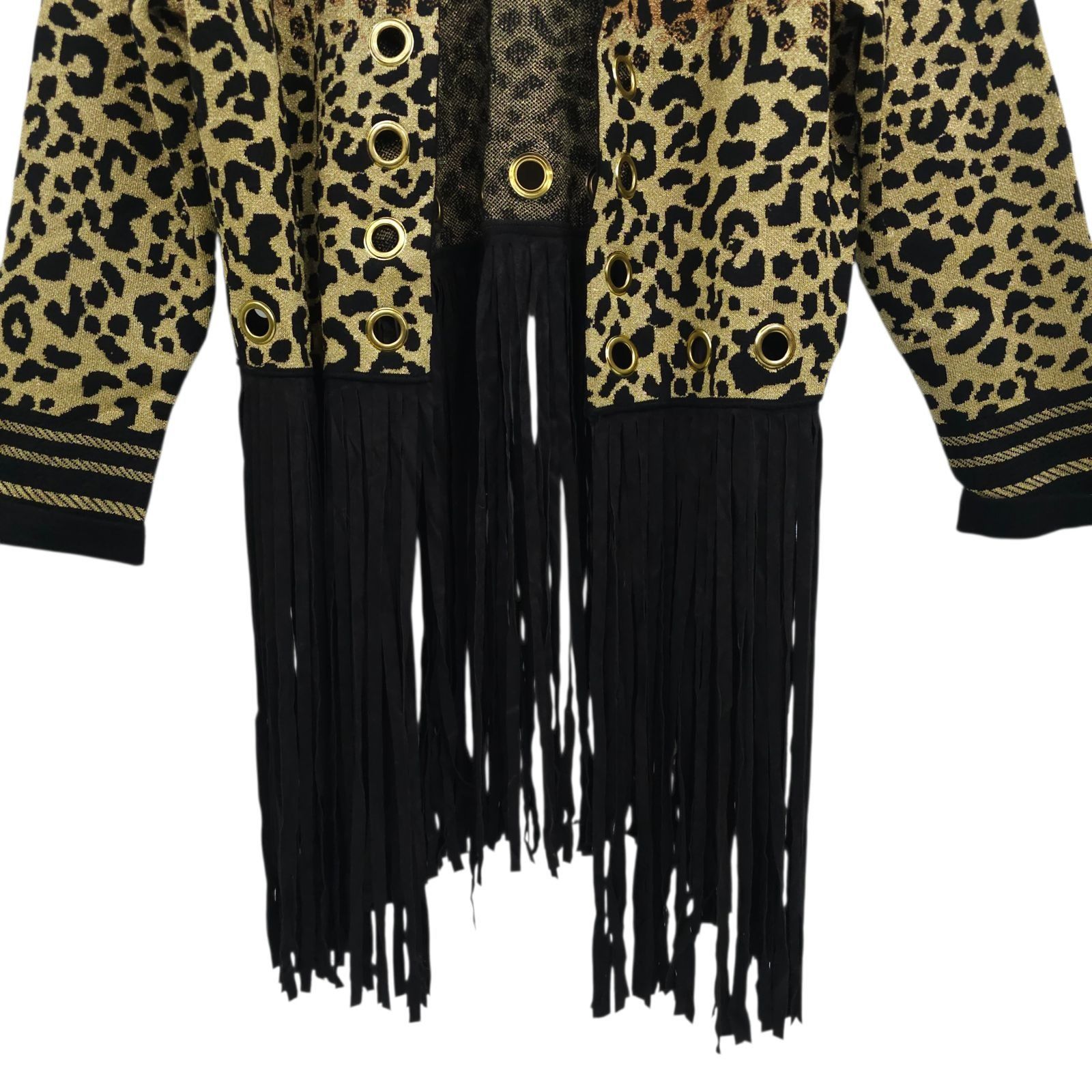 Other Berek Leopard Print Cardigan XL Gold Grommet Fringe Sweater Size XL / US 12-14 / IT 48-50 - 9 Thumbnail
