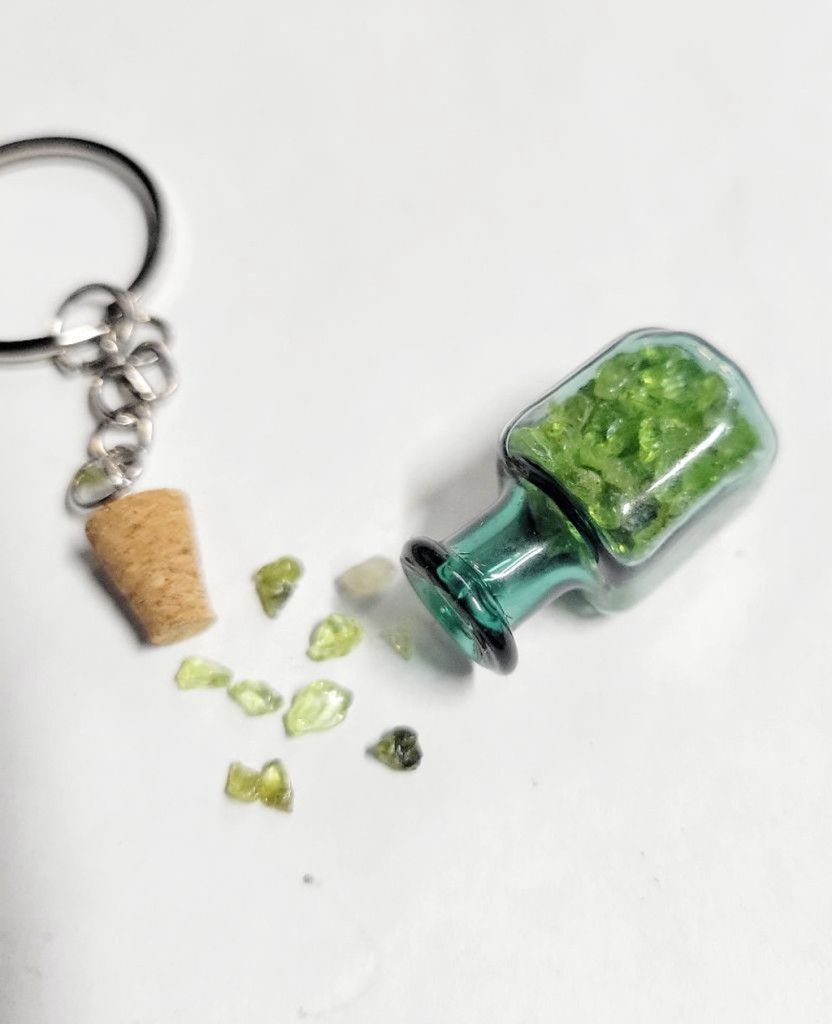 Handmade Hand crafted Olivine crystal mini bottle pendant keychain Size ONE SIZE - 3 Thumbnail