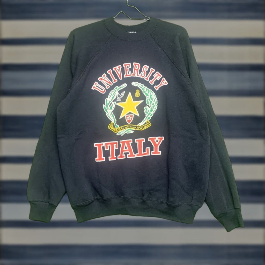 Tultex Vintage Tultex University Italy Sweatshirt Mens Large Black Crewneck Retro Collegiate Pullover Size US L / EU 52-54 / 3 - 1 Thumbnail