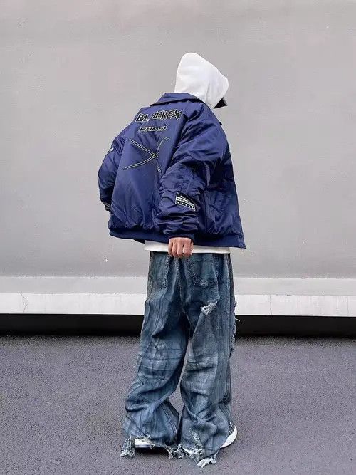 Japanese Brand × Jean Heavy industry high street wasteland ripped wide leg jeans Size US 32 / EU 48 - 3 Thumbnail