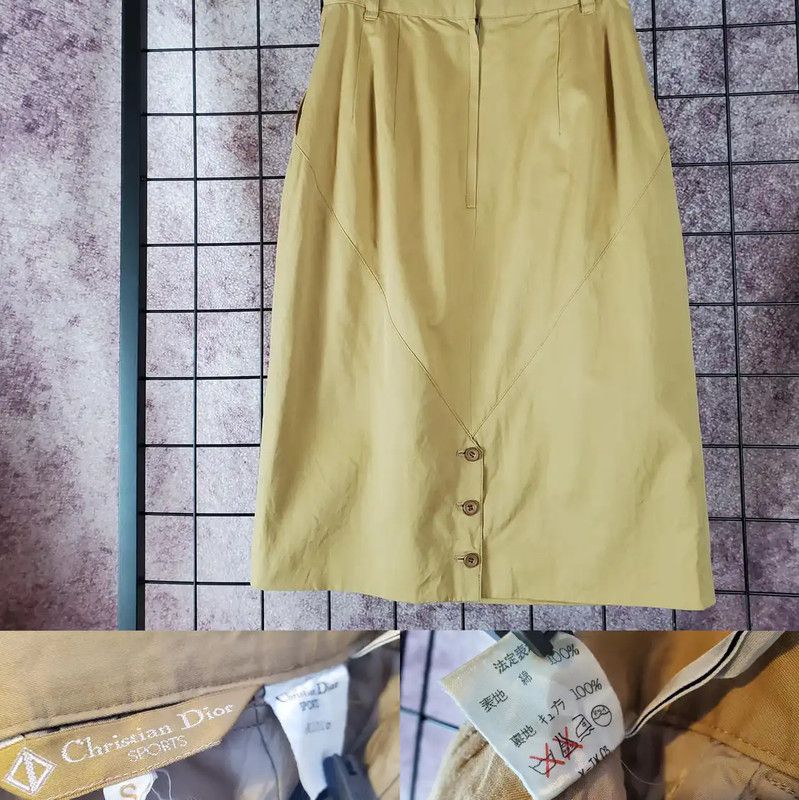Dior Dior Summer Khaki Cotton Skirt in Size S 0089 Size 22" - 1 Thumbnail