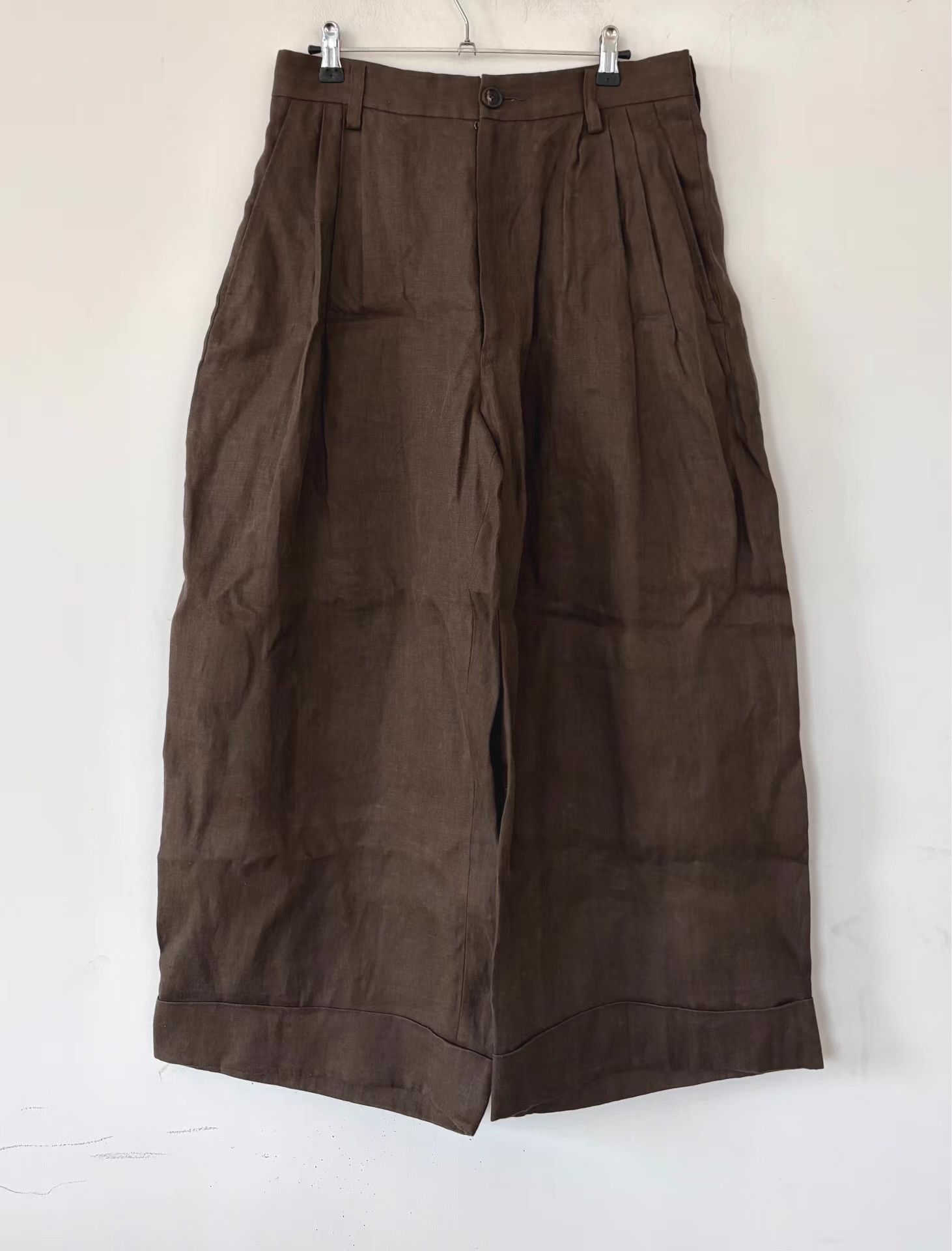 Ziggy Chen Ziggy Chen 25 Early Autumn Men's Coffee Wide-leg Pants Ｑ21 Size US 34 / EU 50 - 1 Thumbnail