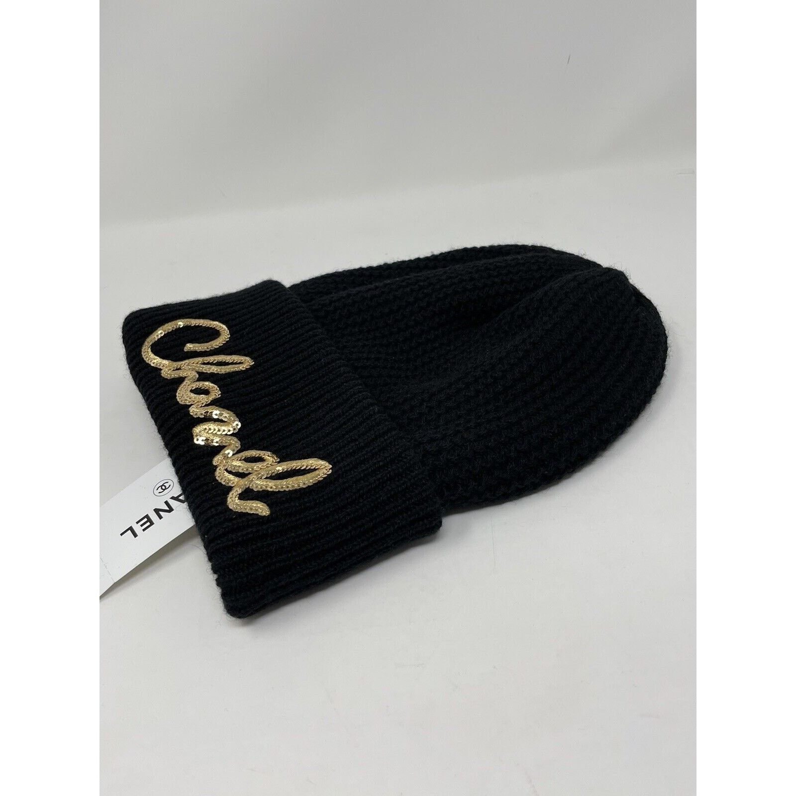 Chanel Chanel Black Cashmere Hat 22A Script Gold Size ONE SIZE - 9 Thumbnail