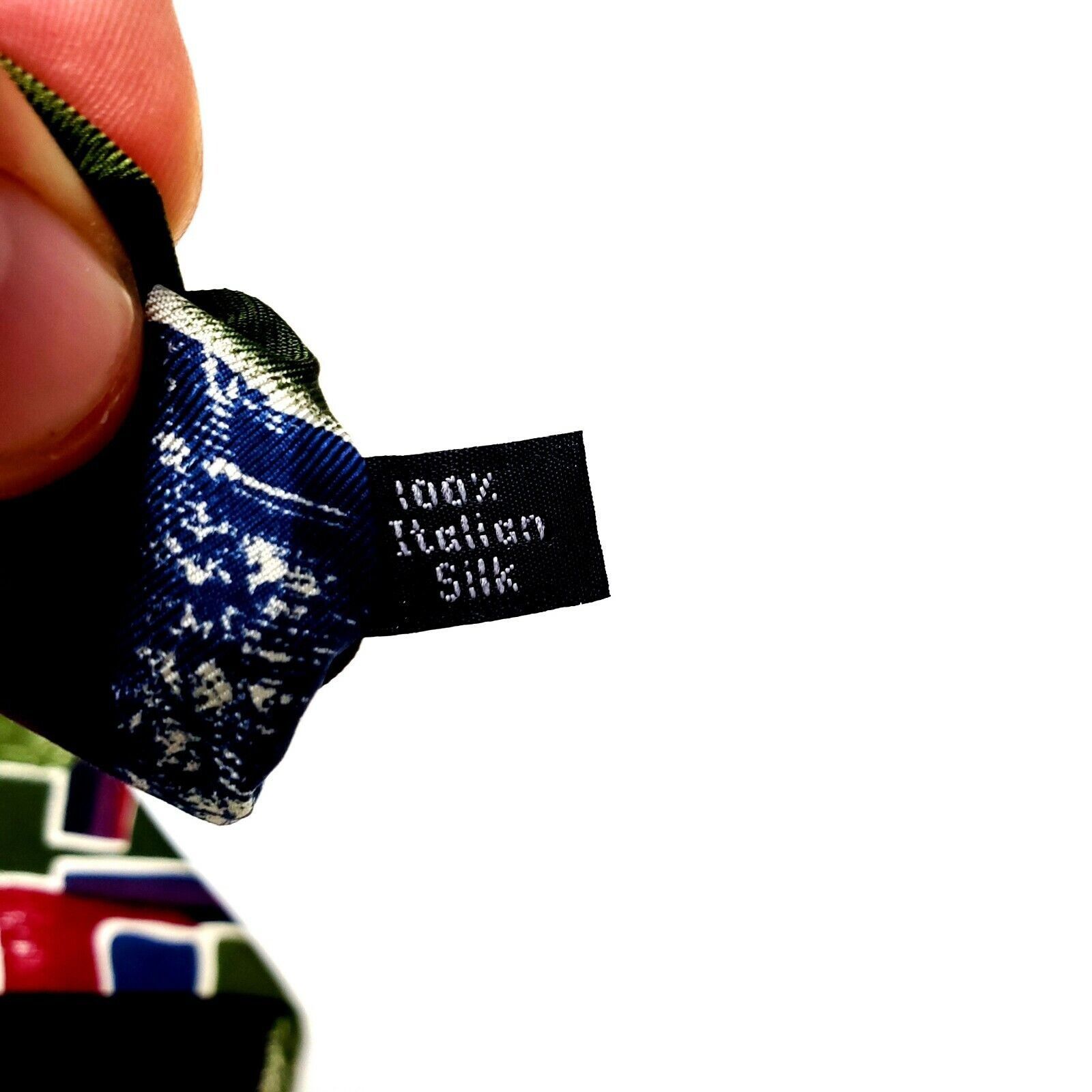 Henry Grethel Henry Grethel Silk Tie Abstract Green Print Short Wide Size ONE SIZE - 4 Thumbnail