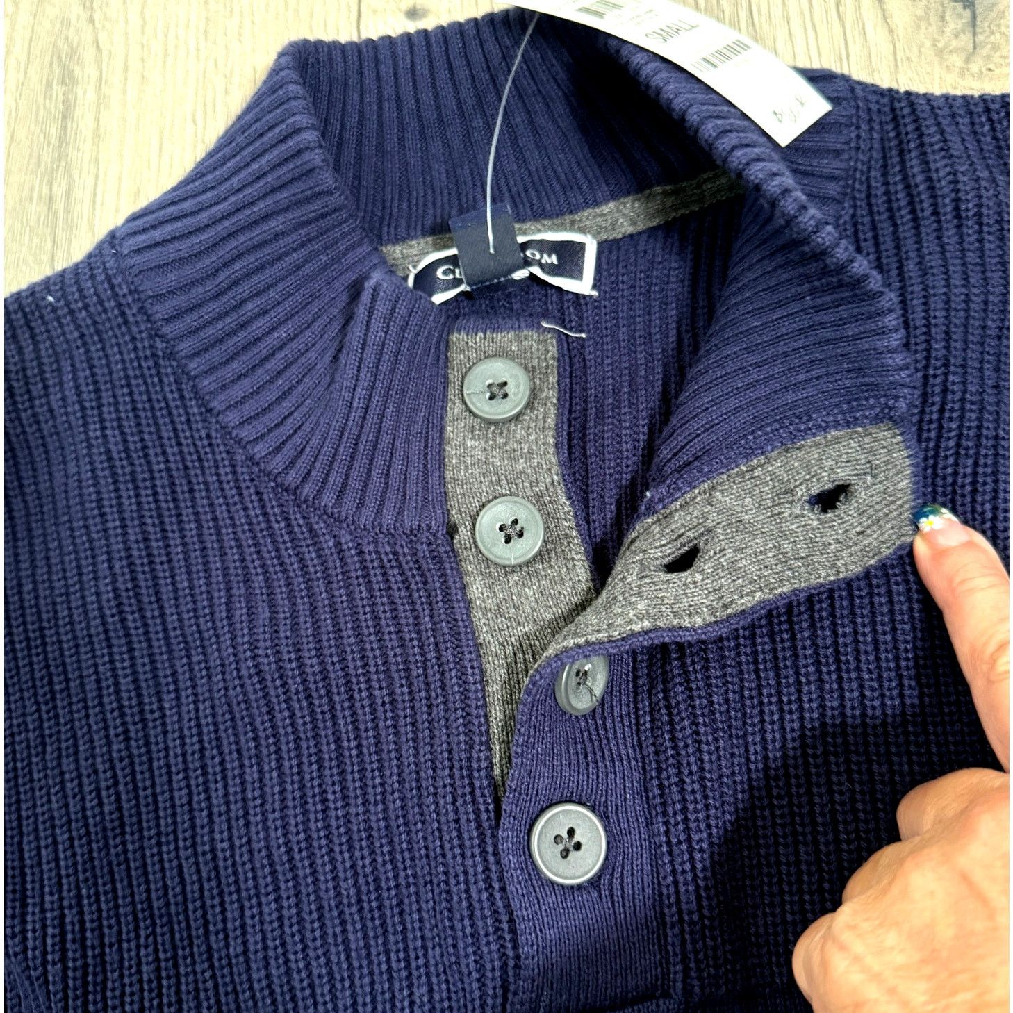 Club Room Club Room Ribbed Four-Button Mock Neck Sweater Navy Small Size US S / EU 44-46 / 1 - 3 Thumbnail