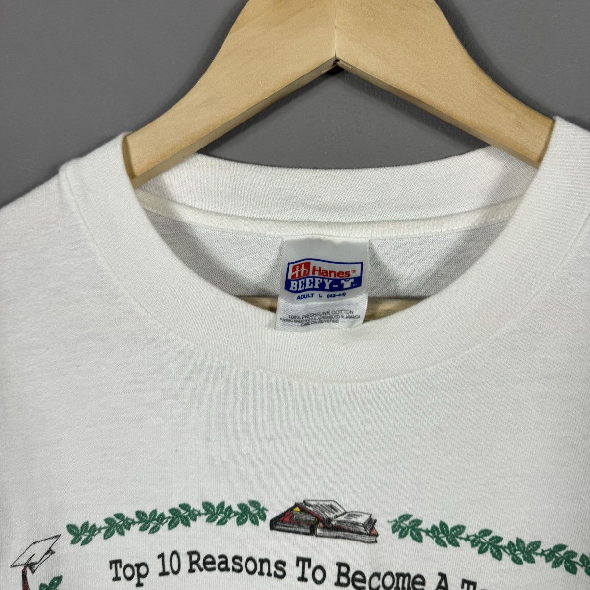 Hanes × Vintage Vintage 90s Top 10 Reasons Become A Teacher T-shirt Size US L / EU 52-54 / 3 - 3 Thumbnail