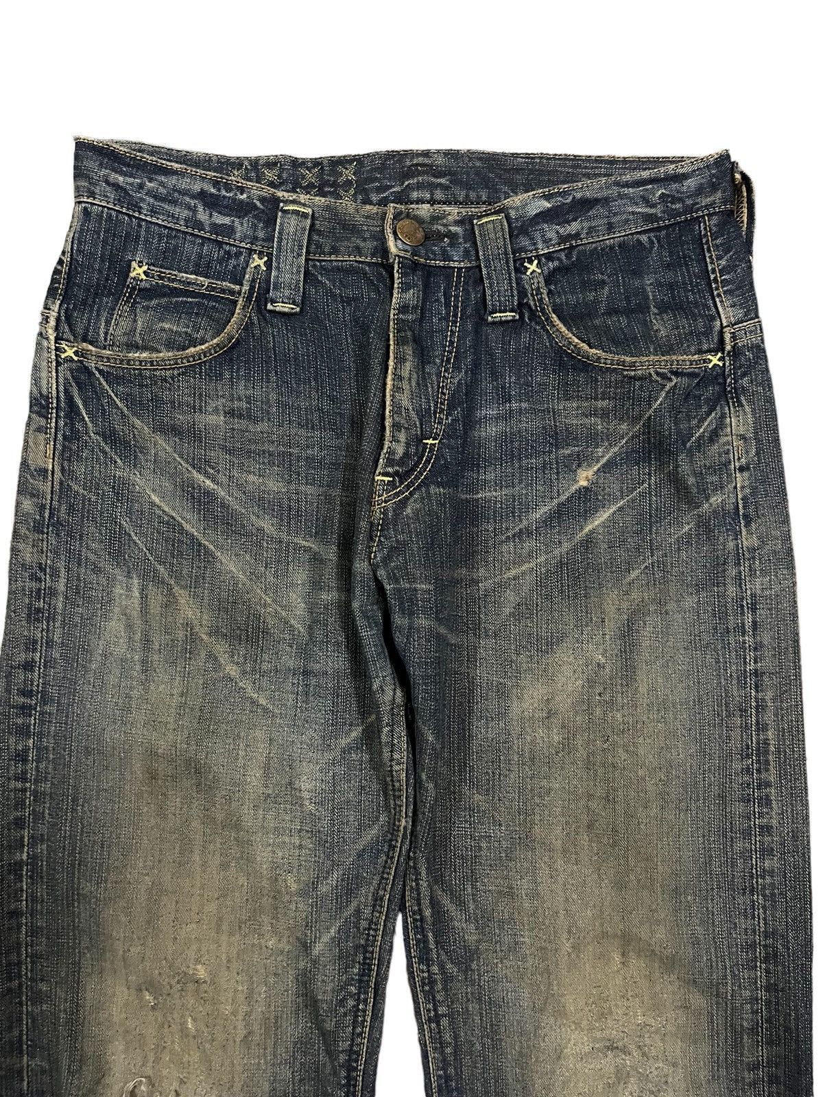 14th Addiction Vintage Lee Mud Washed Distressed Straight Fit Jeans Size US 32 / EU 48 - 2 Thumbnail