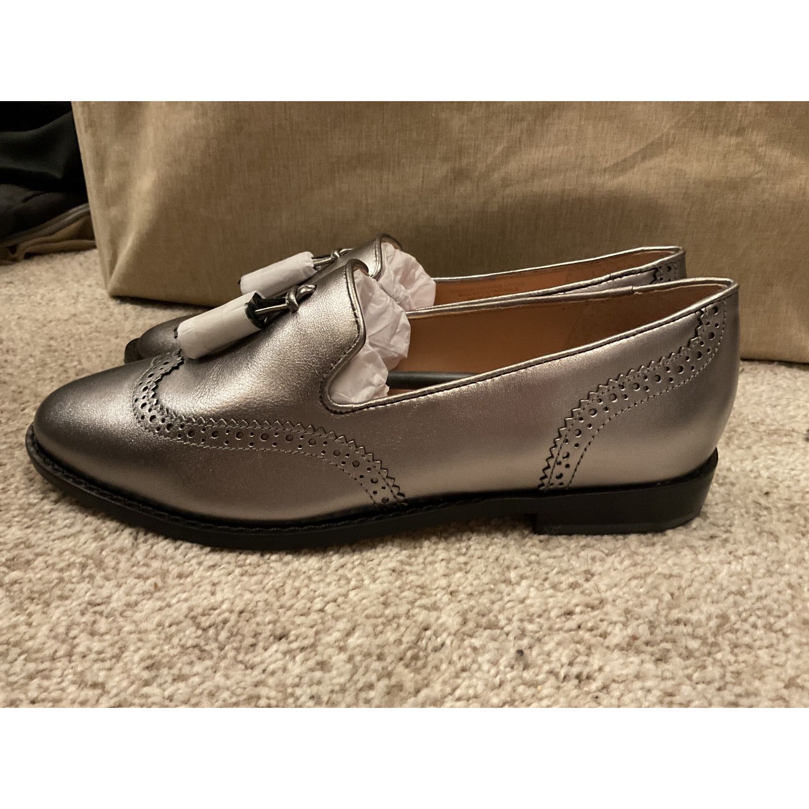 Talbots NIB Talbots Leighton Brogue Nappa Leather Metallic Loafers,6 Size US 6 / IT 36 - 6 Thumbnail