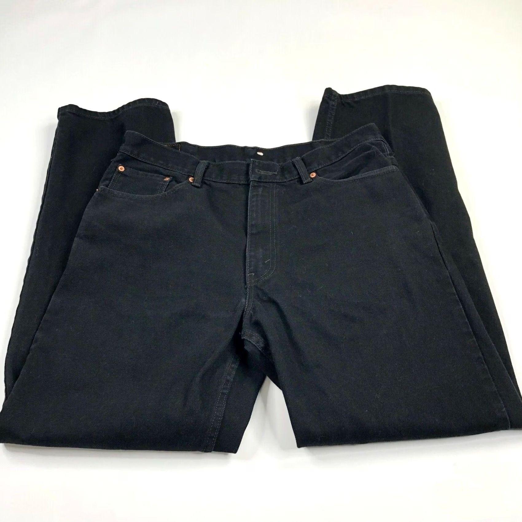 Levi's Levis 550 Relaxed Fit Jeans 38 x 34 Black Denim USA 90s Grunge Orange Tab Mens Jeans Size US 36 / EU 52 - 2 Thumbnail