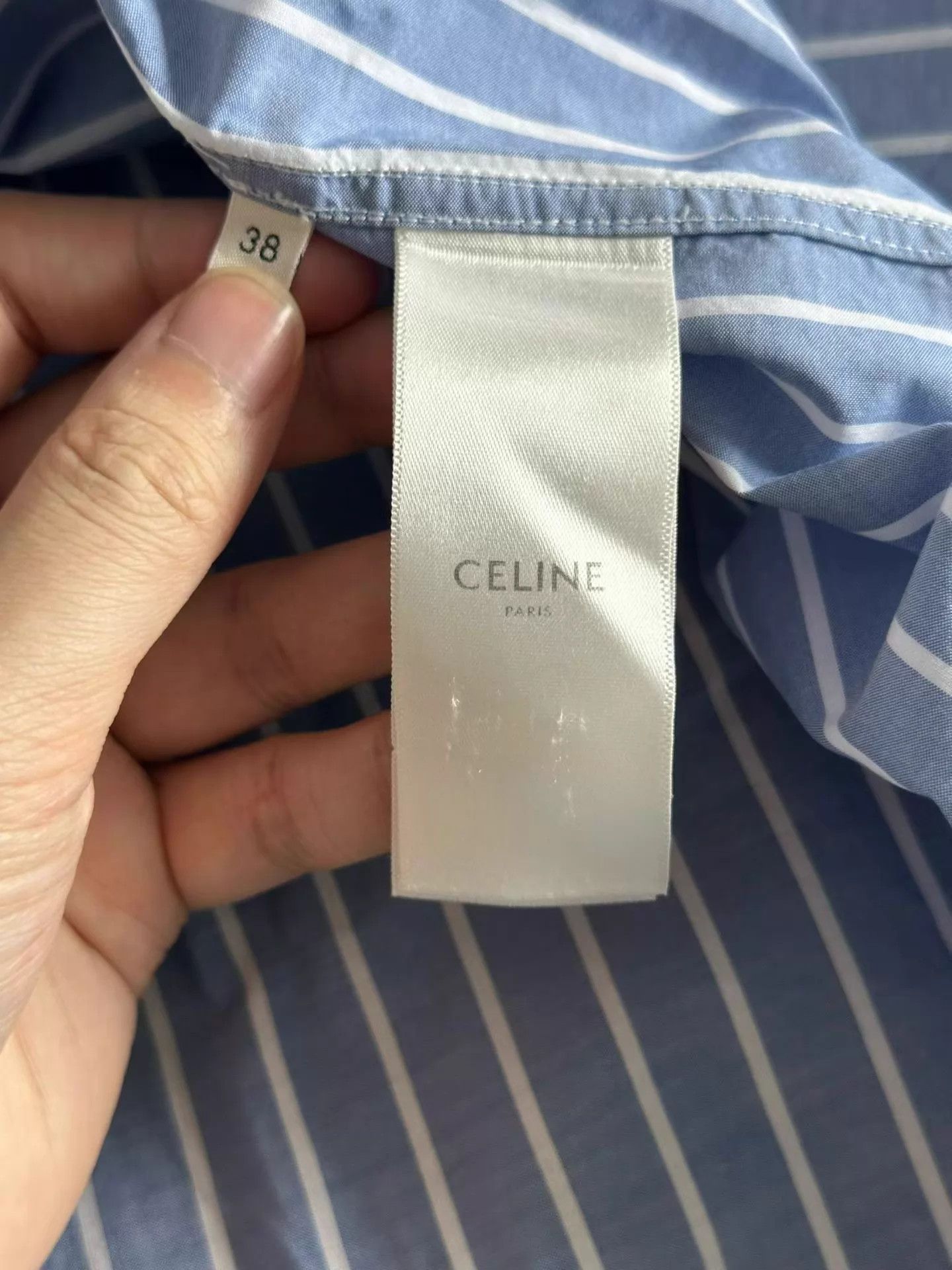 Celine CELINE Striped Triomphe Embroidered Shirt 38 98 Size US S / EU 44-46 / 1 - 4 Thumbnail