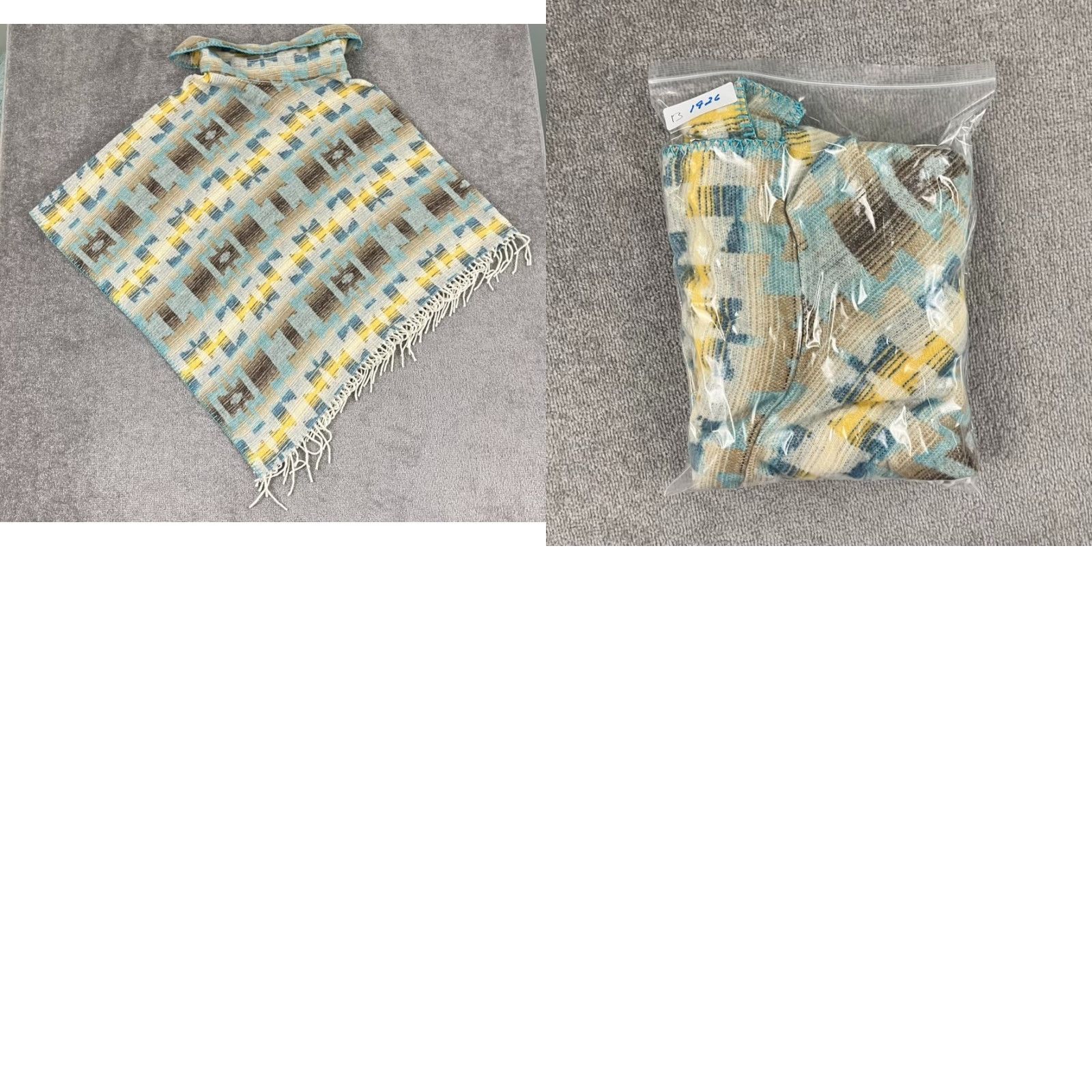 Honda VINTAGE Rhonda Stark Poncho Sweater Women OS One Size Southwestern Aztec Fringe Wool USA Size ONE SIZE - 8 Thumbnail