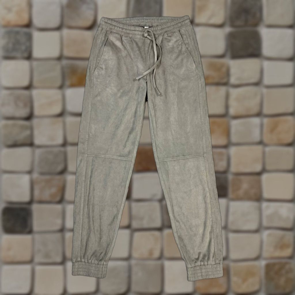 Zara VINTAGE Zara Joggers Womens XS Taupe Faux Suede Drawstring New * Size 26" / US 2 / IT 38 - 1 Thumbnail