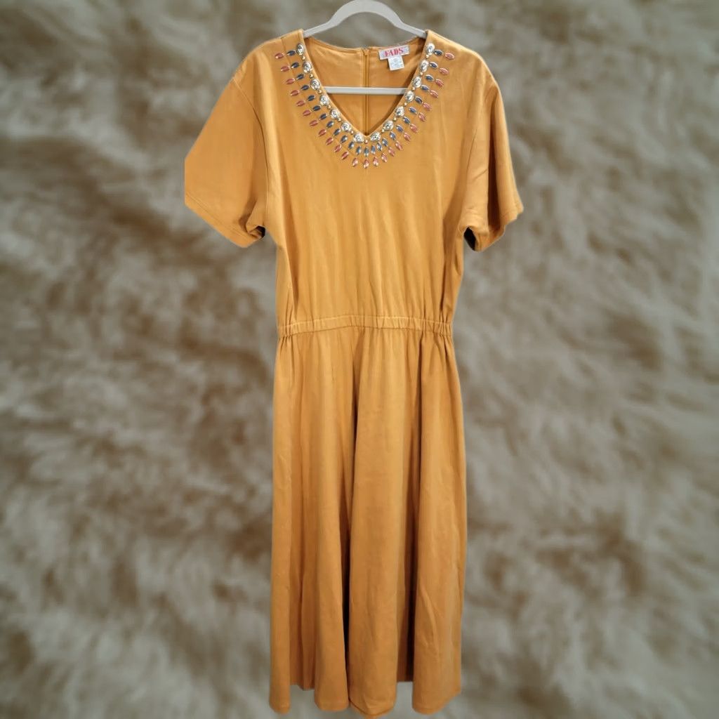 Vintage VINTAGE FADS Shirt Dress L Orange Boho Concho Embellished Collar Casual Women’s Size L / US 10 / IT 46 - 1 Thumbnail