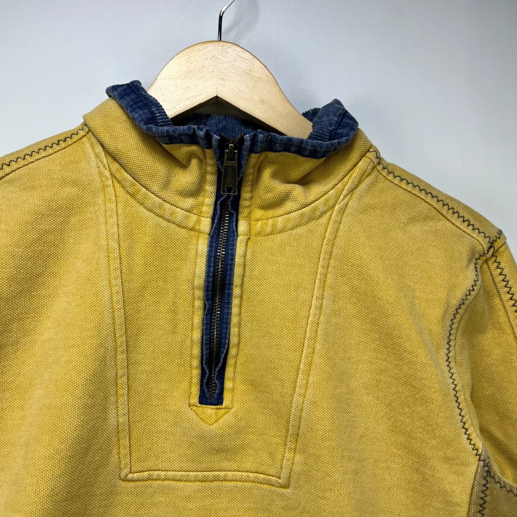 FatFace Fat Face Airlie Quarter Zip Sweater Mens Small Cotton Jumper Yellow Size US S / EU 44-46 / 1 - 4 Thumbnail