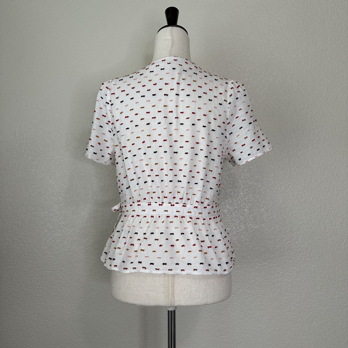 Madewell Ruffle-Hem Wrap Clipdot Blouse Top Size M / US 6-8 / IT 42-44 - 7 Thumbnail