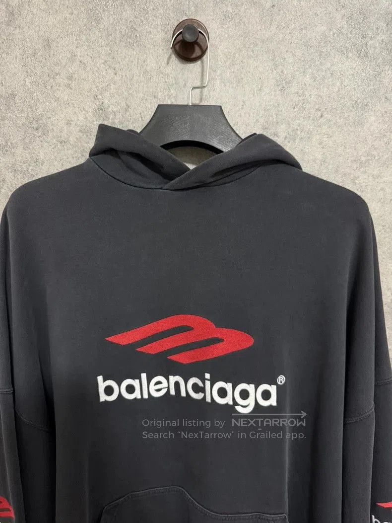 Balenciaga Balenciaga 3BSports Distressed Hoodie. Size US S / EU 44-46 / 1 - 2 Thumbnail