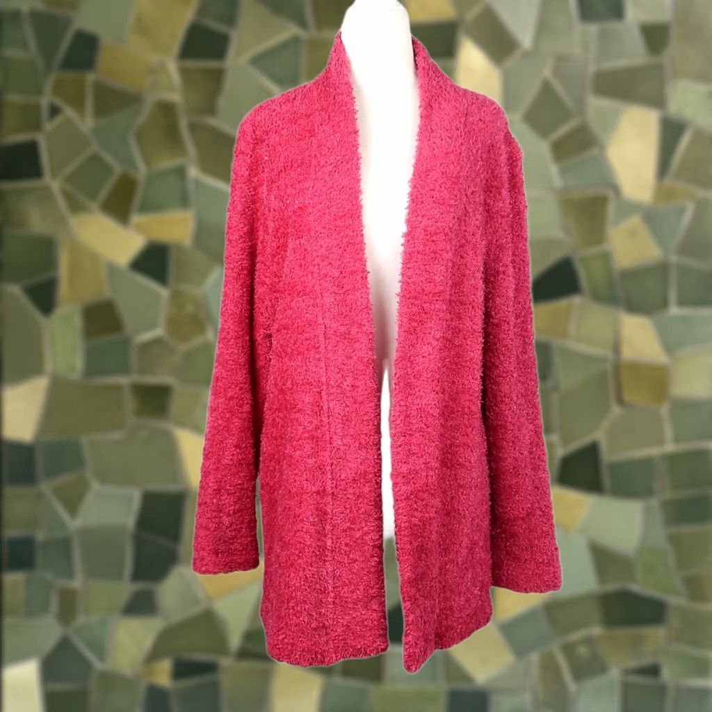 GRAFF VINTAGE 80s Graff hot pink fuzzy eyelash knit cardigan sweater M Women Size M Long Sleeve Casual Size M / US 6-8 / IT 42-44 - 1 Thumbnail