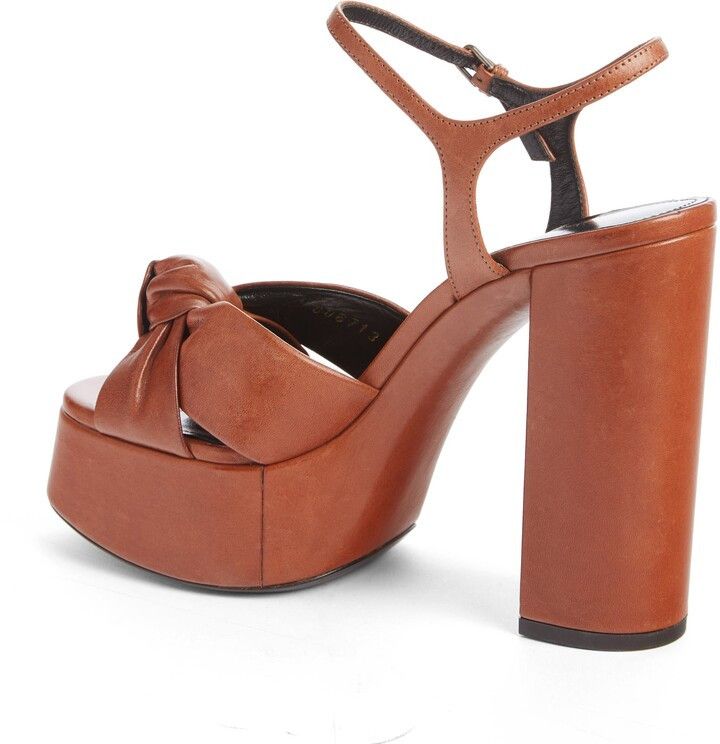 Saint Laurent Paris o1bcso1str1124 Platz Platform Sandals in Brown Size US 10 / IT 40 - 2 Thumbnail