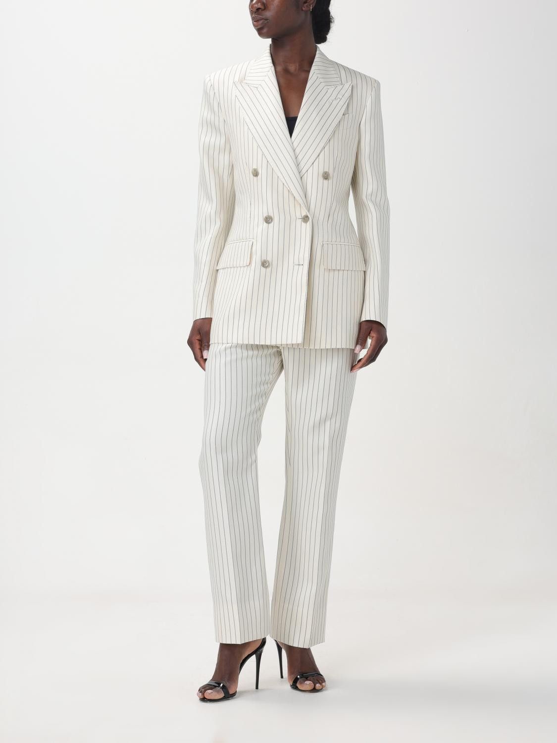 Tom Ford o1w1db10525 GI2971 Double-Breasted Jacket in White Size XS / US 0-2 / IT 36-38 - 2 Thumbnail