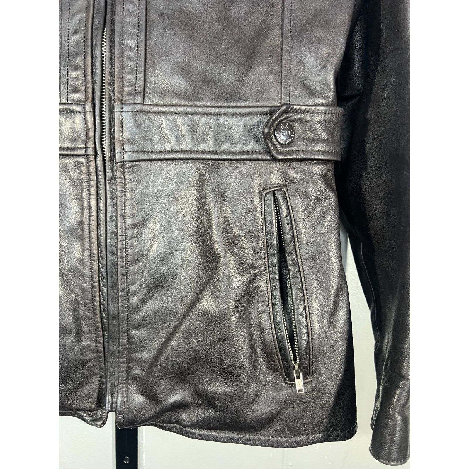 Banana Republic Vintage Banana Republic Leather Jacket Y2K Safari moto Women Size XS / US 0-2 / IT 36-38 - 3 Thumbnail
