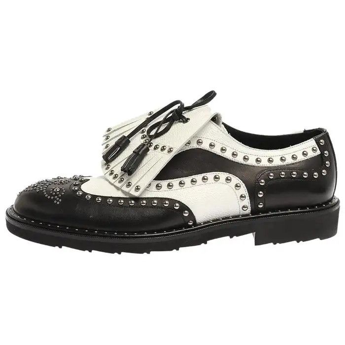 Dolce & Gabbana o1y0125 Leather Laced Shoes in Black/White Size US 10 / EU 43 - 1 Thumbnail