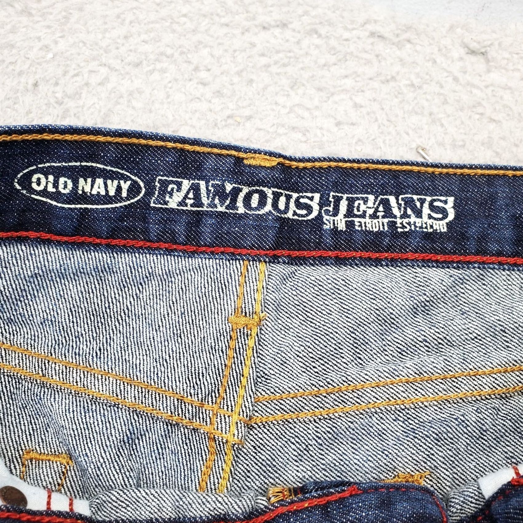 Old Navy Old Navy Famous Jeans Mens 34x32 Navy Denim Cotton Slim Fit Stretch Straight Leg Jeans Size US 34 / EU 50 - 6 Thumbnail