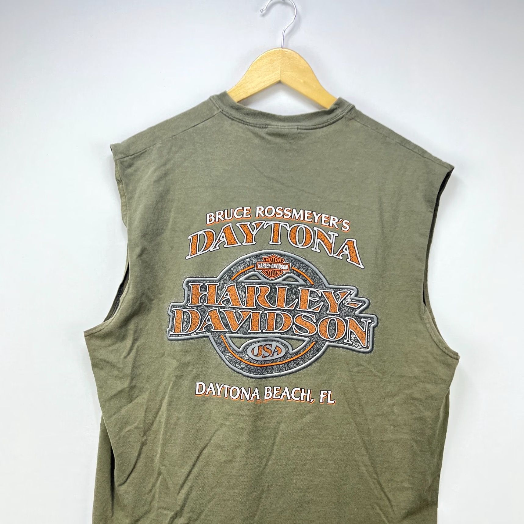 Harley Davidson VINTAGE Harley-Davidson Sleeveless Shirt XL Eagle Green Men T-Shirt Size US XL / EU 56 / 4 - 2 Thumbnail