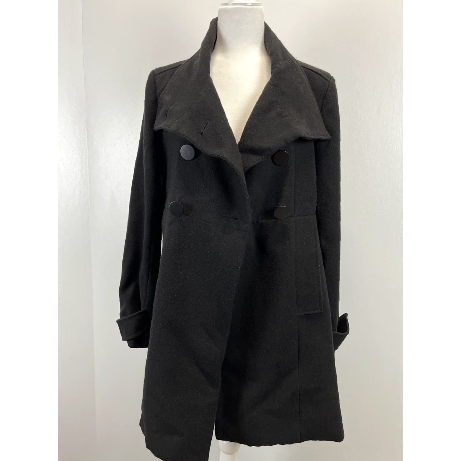 Nordstrom Womens Nordstrom Sashimi Black Coat Jacket Sz M GUC Double Breasted Size M / US 6-8 / IT 42-44 - 2 Thumbnail