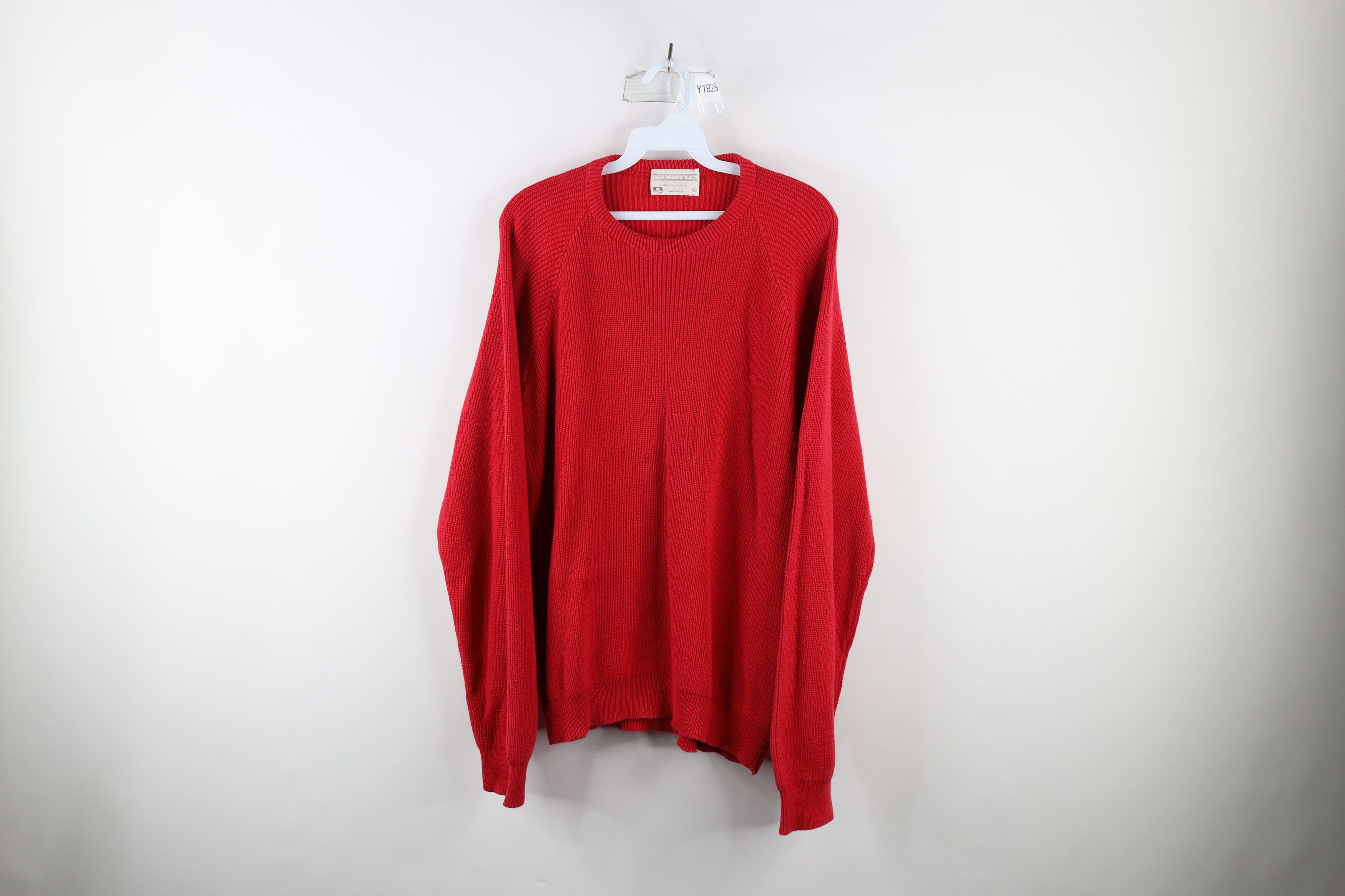 Vintage 70s Streetwear Cotton Ribbed Knit Sweater Red USA
